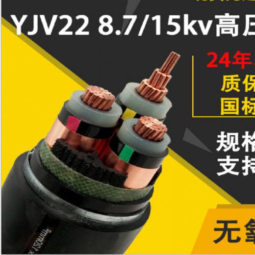 宁夏高压电缆 YJV22 8.7/15kv 交联聚乙烯绝缘聚氯乙烯护套电力电缆